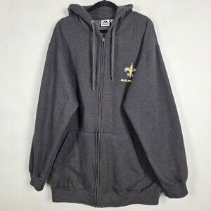 Majestic NFL New Orleans Saints Football Mens 2XLT Big & Tall Full Zip Hoodie